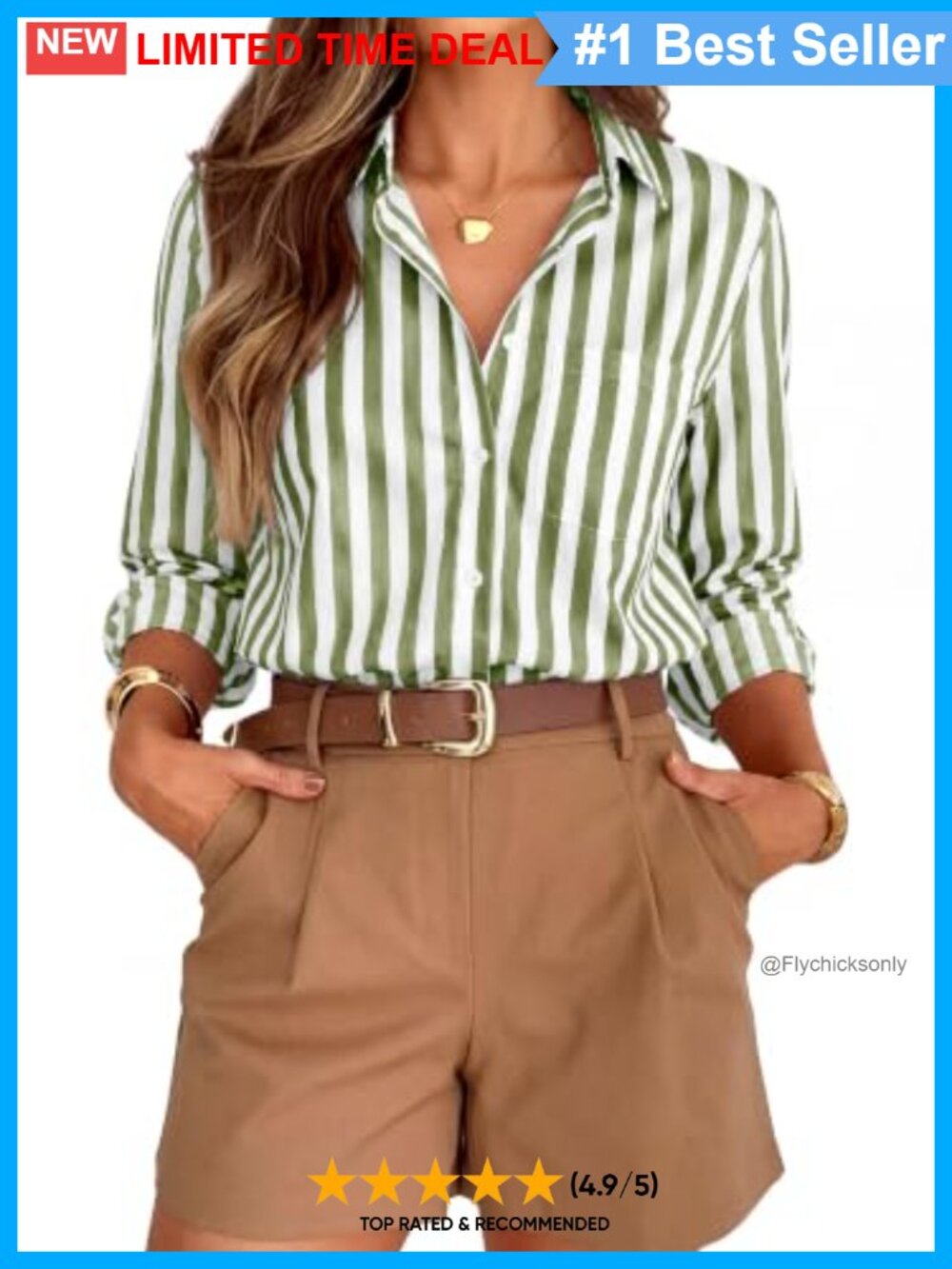 Wrinkle Resistant Striped Button Down Shirt Cotton Blend